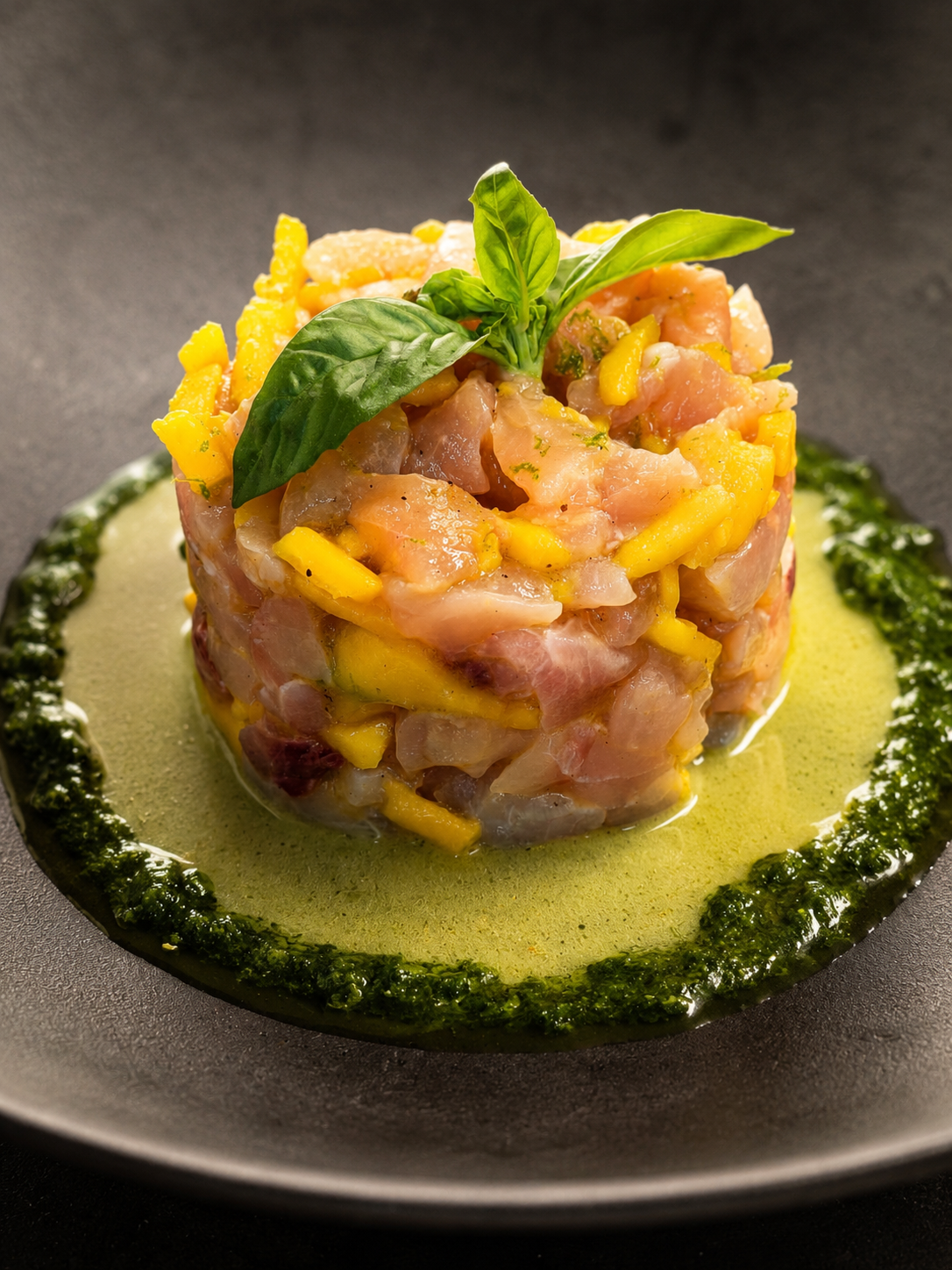 Mediterranean seafood dish prepared at Ariale